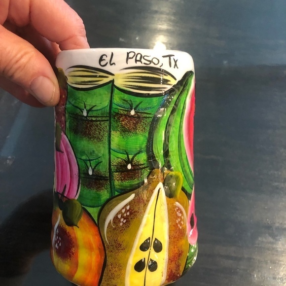 Mexican Pottery Colorful Fruit Hand Painted Mug Tankard Cheerful 12 Ounces - Picture 4 of 7